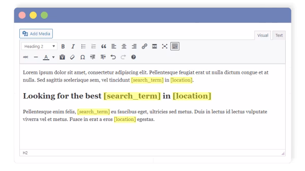 Keywords & locations